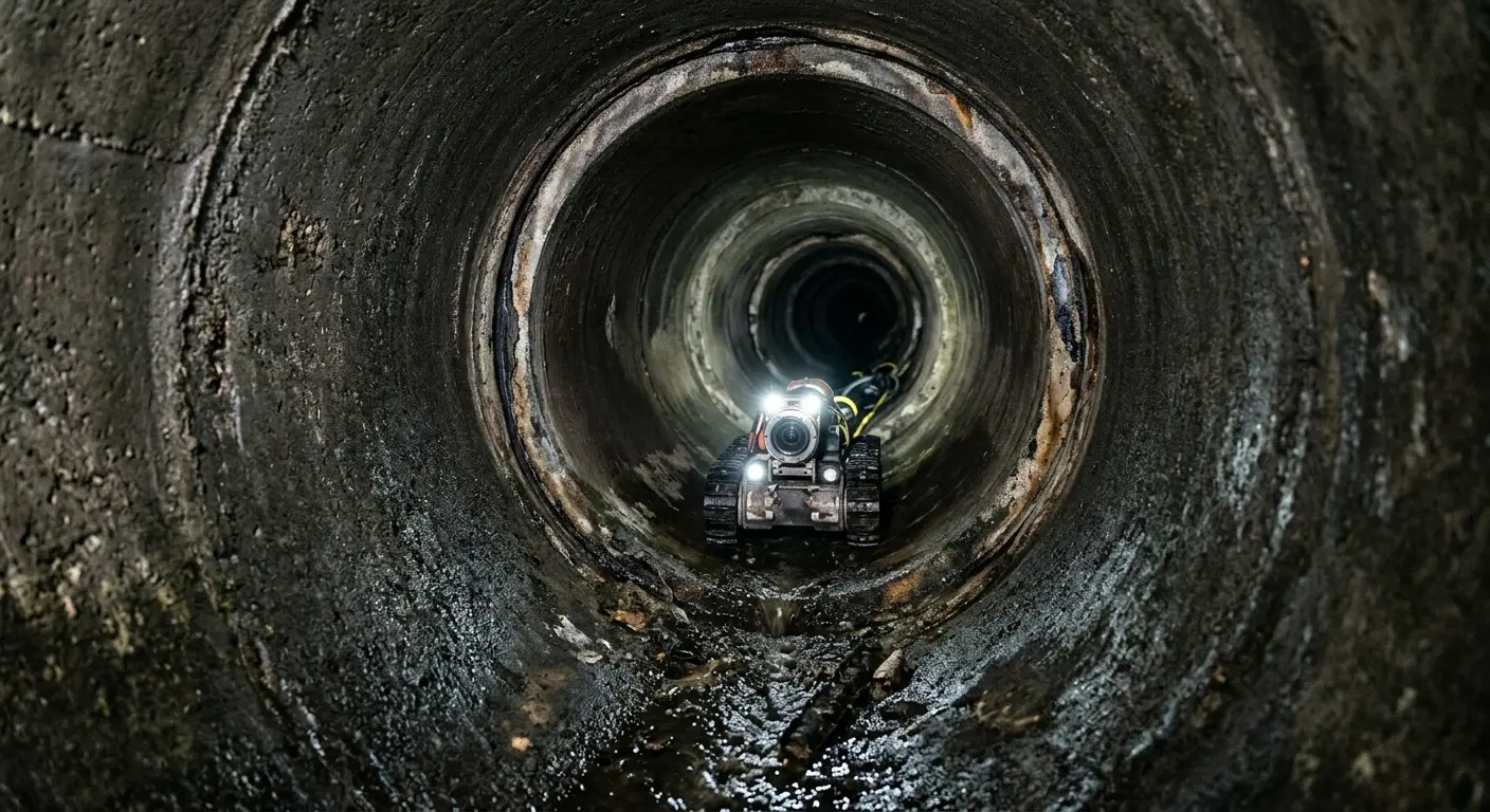 Robotic sewer camera inspecting pipe interior for Sewer Line Cleaning in Redford
